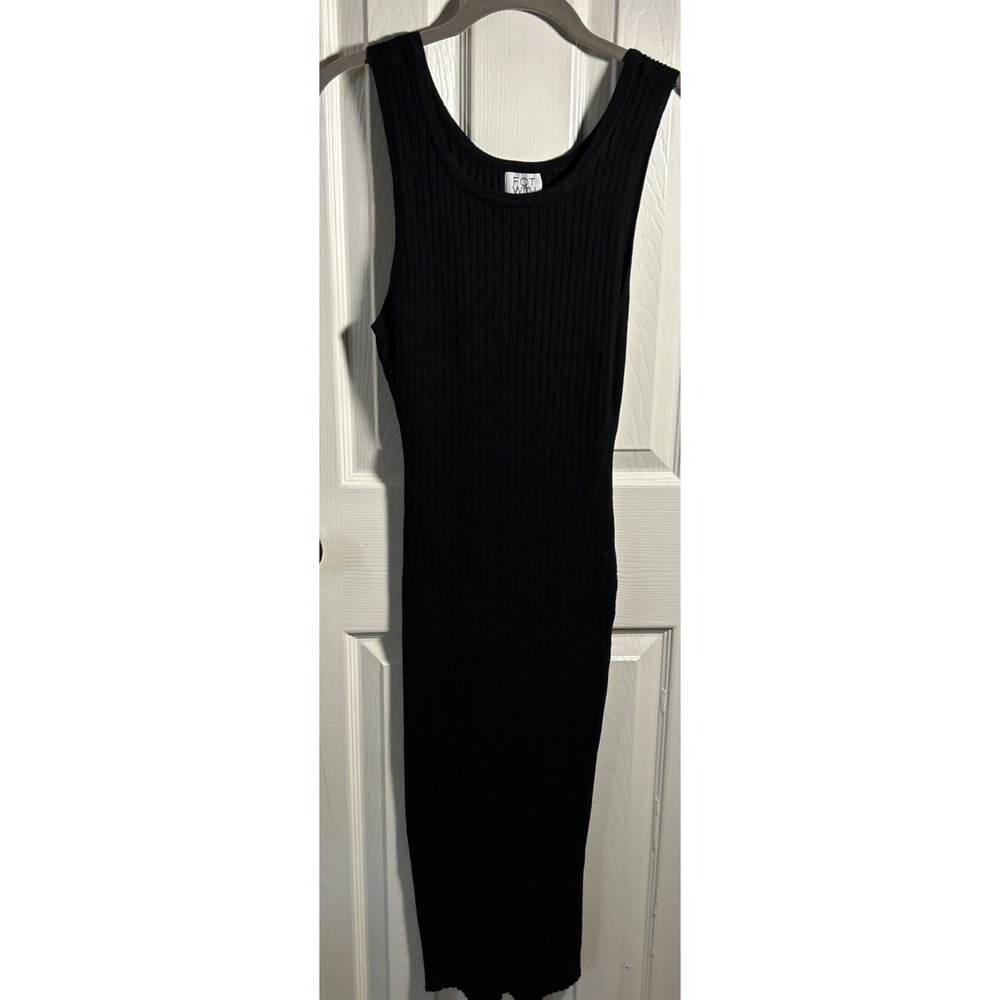 FCT With Love Ribbed Sleeveless Black Dress Fitted Women's L
